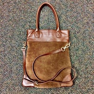 Erica Anenberg suede and faux leather brown tote